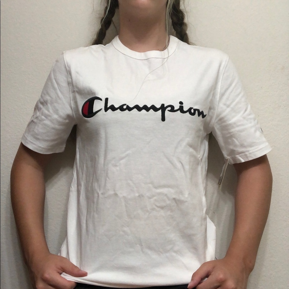 Embroidered Champion white short sleeve